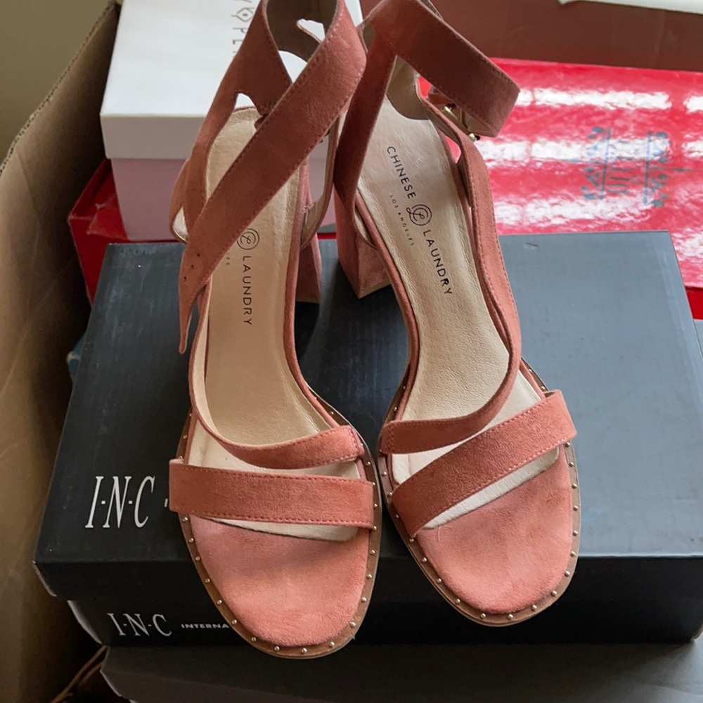 Blush color strap sandals
